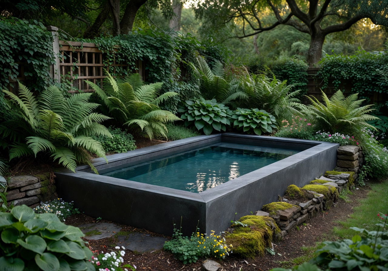 Compact backyard plunge pool surrounded by greenery