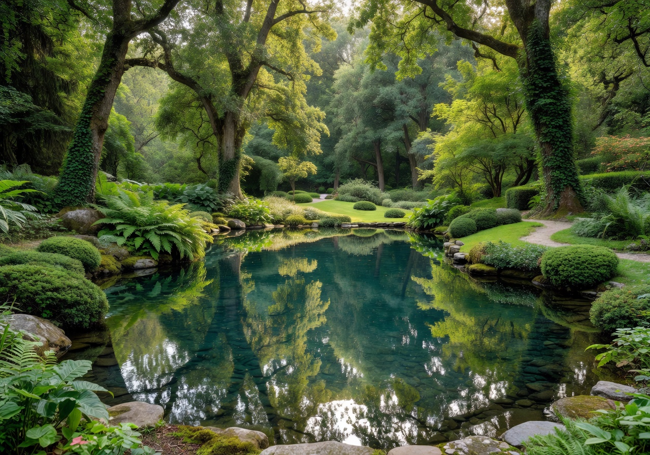 Lago Sereno garden pool with green surroundings
