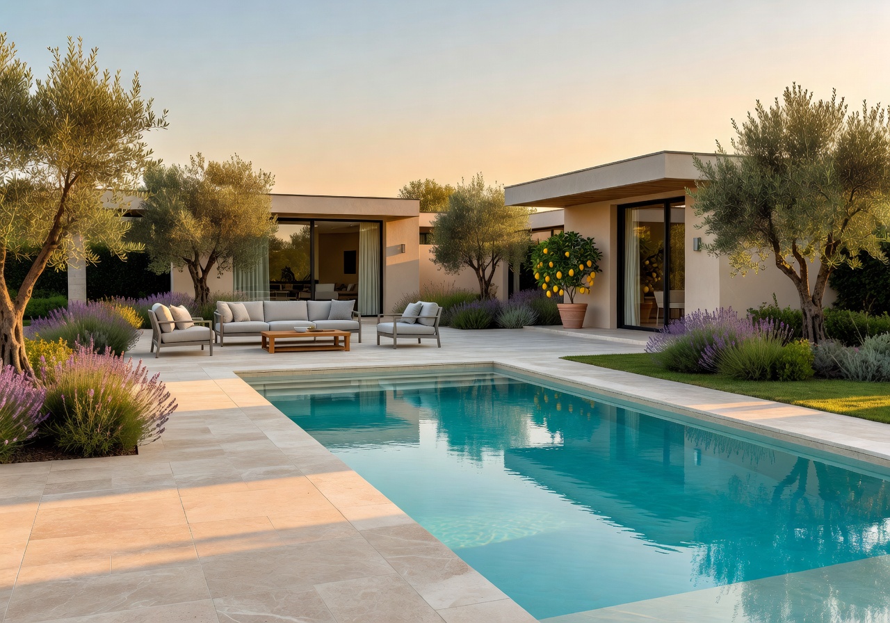 Modern Italian backyard with luxury pool design